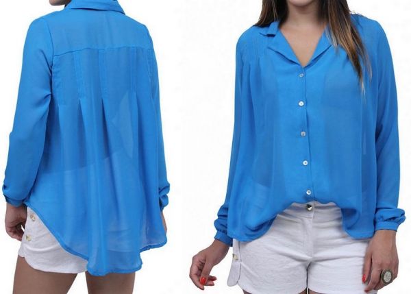 Camisa Blusa Chiffon transparente mullet